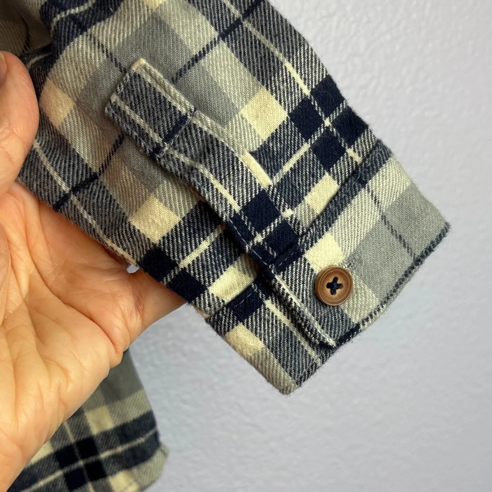 Carter's Blue and Cream Plaid Flannel Shirt with Fleece Collar